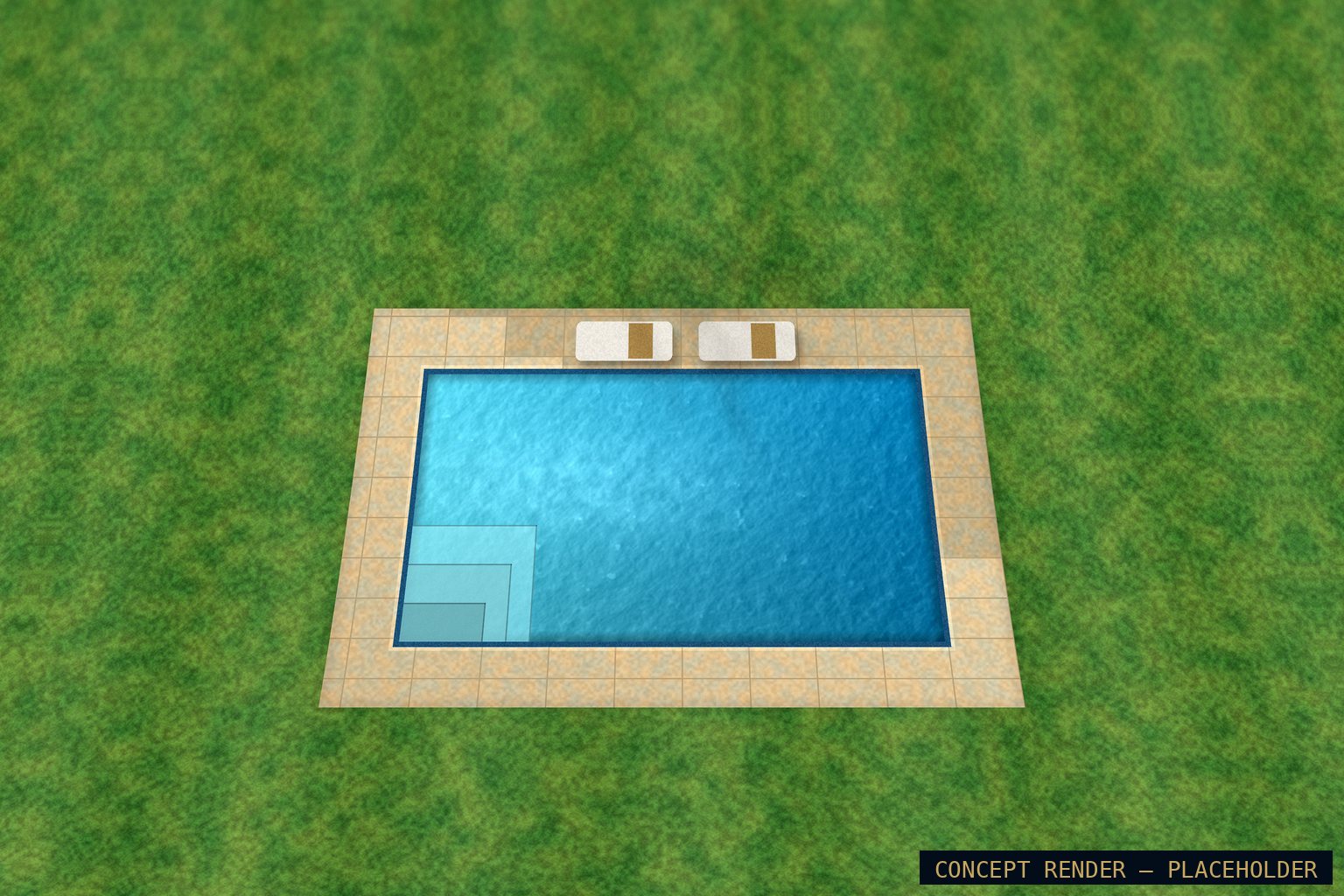 Concept visualization of a BYOP fixed-price rectangular pool in a Las Vegas backyard
